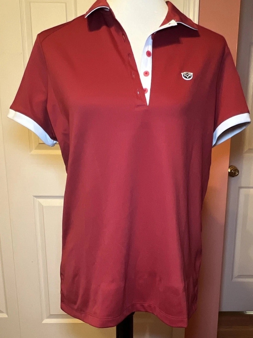 Nike Golf Dri-FIT Red/White Short Sleeve Collared Polo Shirt XL